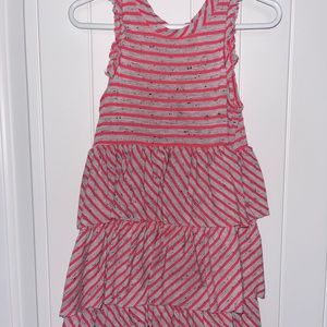 Cute, pink and gray ruffle dress